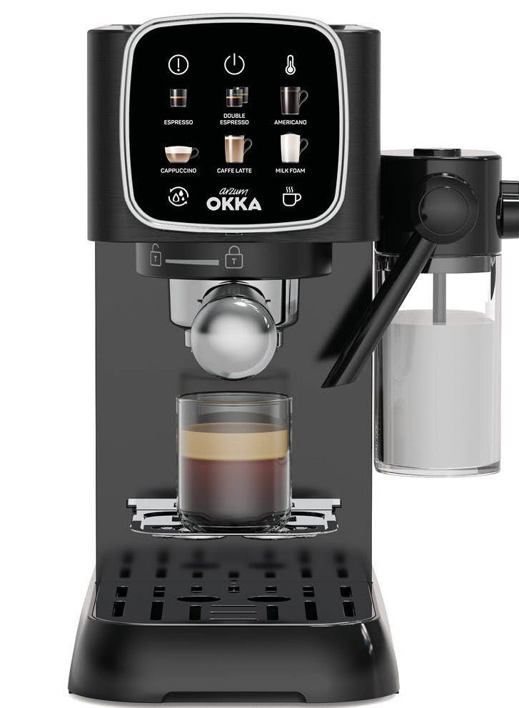 Arzum Okka Solo Espresso Machine Semi Automatic Power 1628 W Pressure15 bar Water Capacity1.1 liters 1.1 L 1628 W OK0032-0500 Black/Silver OK0032-0500 Black/Silver  - Image 1