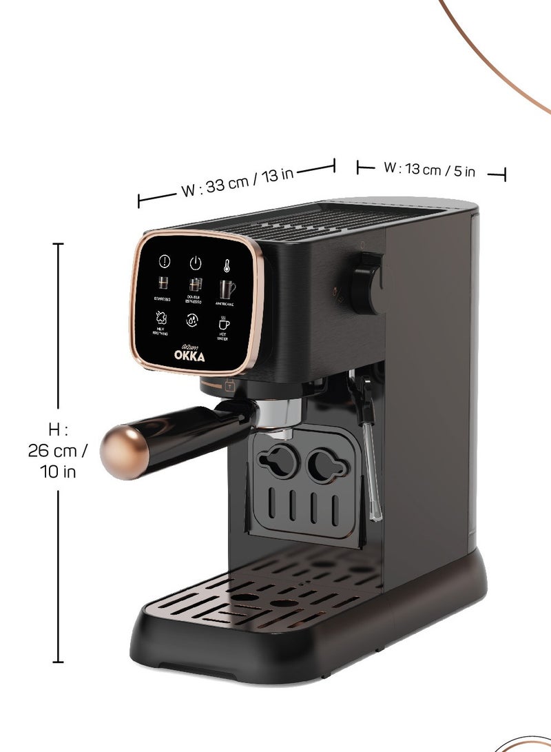 Arzum - Okka Solo Espresso Machine Semi Automatic Power : 1628 W Pressure: 15 bar Water Capacity: 1.1 liters OK0034-0400 1.1 L 1628 W OK0034-0400 Black/copper - Image 1