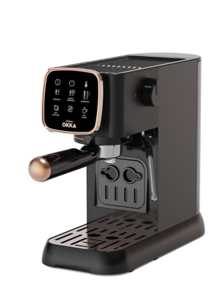 Arzum - Okka Solo Espresso Machine Semi Automatic Power : 1628 W Pressure: 15 bar Water Capacity: 1.1 liters OK0034-0400 1.1 L 1628 W OK0034-0400 Black/copper - Image 1