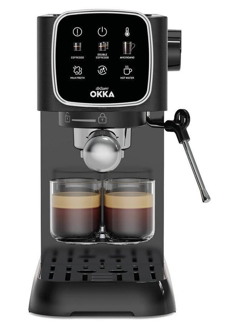 أرزوم آلة إسبرسو أوكا سولو شبه أوتوماتيكية الطاقة: 1628 واط الضغط: 15 بار سعة الماء: 1.1 لتر OK0034-0500 أسود/فضي - Image 1