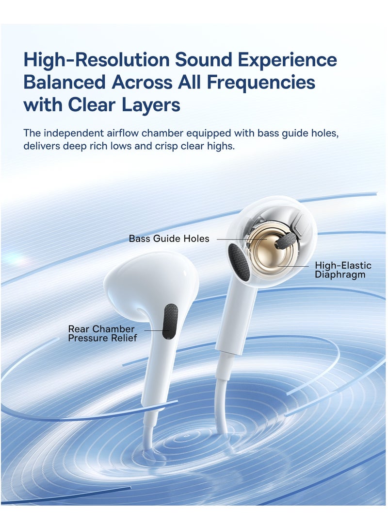 Baseus Wired Headphones, In-Ear Earphones with Half in-Ear Design, 3.5mm Jack Wired Earbuds with Microphone and Volume Control for iPhone, Samsung, Android, iPad, MP3 Players, and Most 3.5mm Audio Devices, High-Quality Sound, Comfortable Fit, Noise-Isolating, Durable and Lightweight Design 3.5mm - White  - Image 4