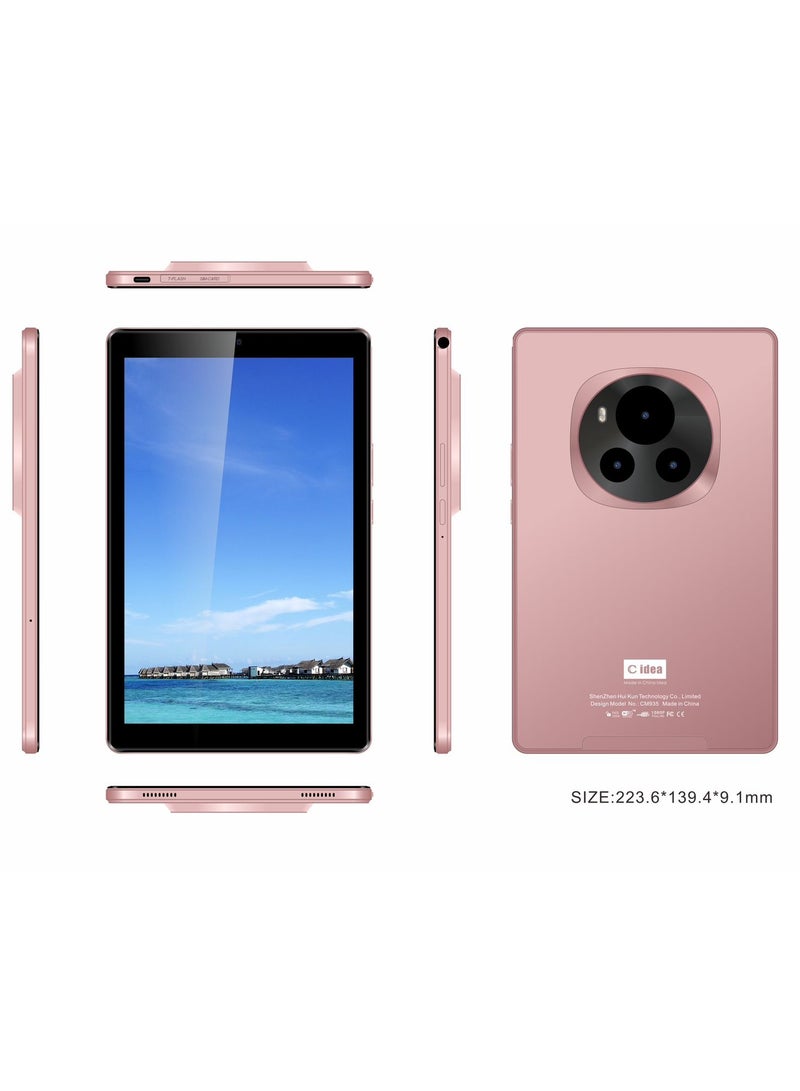 9-Inch Smart Tablet IPS Screen 5G LTE Single SIM WiFi,  8GB RAM 512GB ROM Kids Tab Zoom TikTok Supported Android 13 Slim Tablet PC Pink
