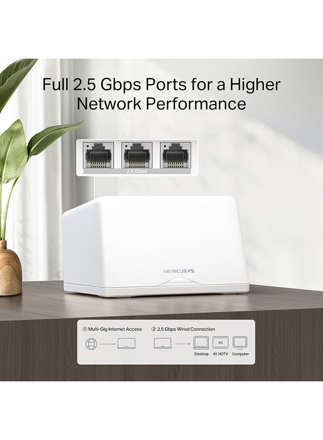 Tri-Band BE9300 Whole Home Mesh Wi-Fi 7 System | 6GHz Band | Full 2.5Gbps WAN/LAN Ports | 6000ft2 Coverage | Connect Over 200 Devices | Easy App Control | Parental Controls | New Device Access Alert(Halo H47BE-2 pack) White