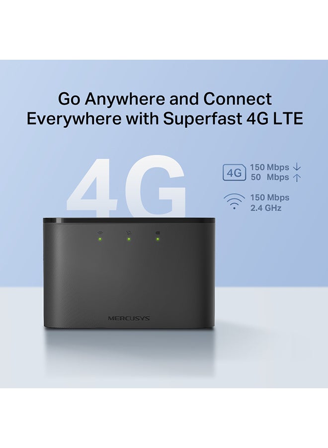 ميركوسيس - 4G LTE Mobile Wi-Fi|4G LTE Speeds up to 150 Mbps|Connect up to 10 Devices|2200 mAh Battery|SIM Card Plug and Play|Easy App Control (MT110) Black - Image 1