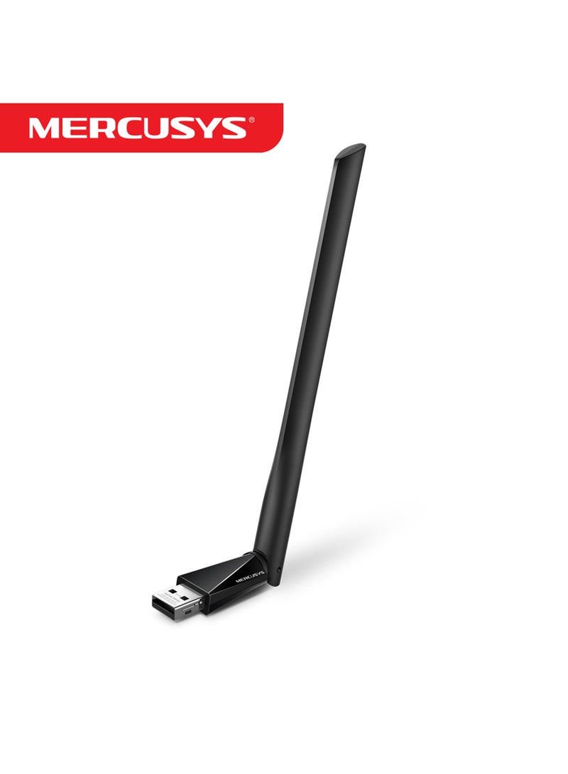 MERCUSYS AC1300 High Gain Wireless Dual Band USB MU-MIMO Adapter|Adjustable Multi-Directional Antenna|Plug and Play without CD|Wider Signal Coverage|Compatible with Windows Operating System Black - Image 1