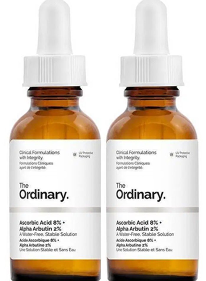 ذا اورديناري Ascorbic Acid 8% + Alpha Arbutin 2% 30ml - A brightening duo for uneven skin tone 2*30ml 