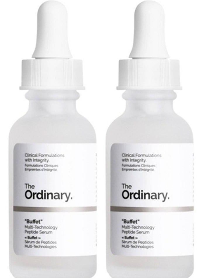 ذا اورديناري - Buffet Multi-Technology Peptide Serum 2*30ml - seeks to smooth the complexion, reducing the appearance of fine lines and wrinkles 2*30ml - Image 1