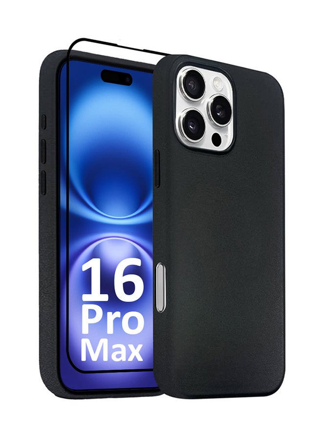 MARGOUN 2Packs Magsafe Leather Case and Screen Protector for Apple iPhone 16 Pro Max, Anti-Scratch Case Shockproof Drop Proof Protective Slim Case - Black - Image 2