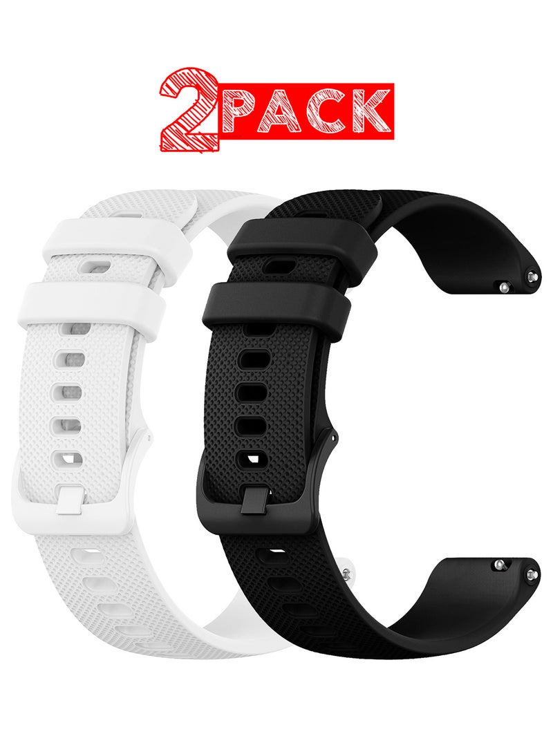 MARGOUN 2Packs 20mm Silicone Band for Samsung Galaxy Watch 7 6 5 4 FE Band 40mm 44mm/Galaxy Watch 6 4 Classic Band 47mm 46mm 43mm 42mm / 20mm Silicone Sport Strap Bracelet Wristband White Black - Image 1