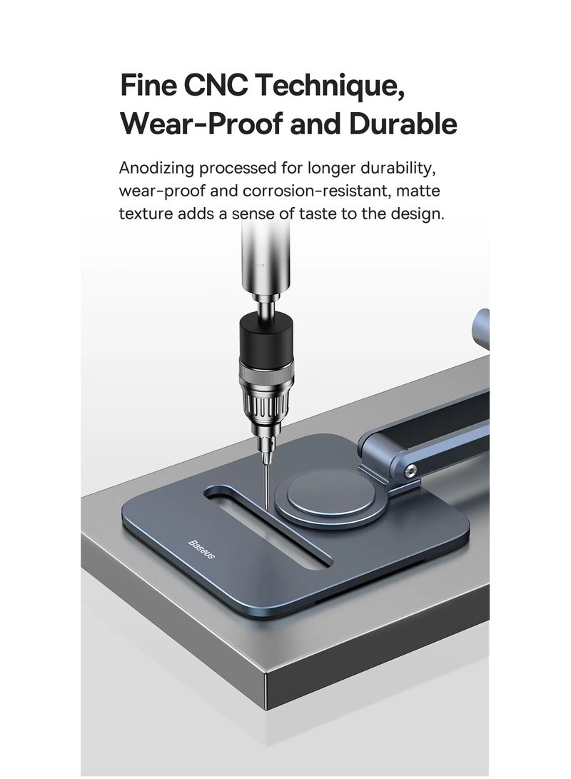 Baseus - iPad Stand 360° Rotatable Metal Phone and Tablet Stand Holder for Desk Adjustable Foldable Tablet Mount Compatible with All up to 13" Devices like iPad Pro 12.9"/iPad Air, iPhone 16 Pro Max, iPad Pro/Air/Mini, Galaxy Tab, Kindle, Surface Pro and Many More, Durable, Foldable, Adjustable Stand for Phones & Tablets Space Grey - Image 1