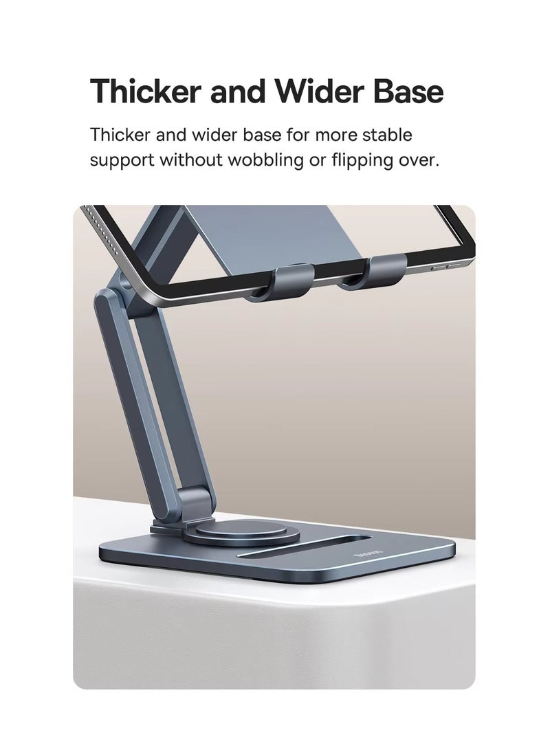 Baseus - iPad Stand 360° Rotatable Metal Phone and Tablet Stand Holder for Desk Adjustable Foldable Tablet Mount Compatible with All up to 13" Devices like iPad Pro 12.9"/iPad Air, iPhone 16 Pro Max, iPad Pro/Air/Mini, Galaxy Tab, Kindle, Surface Pro and Many More, Durable, Foldable, Adjustable Stand for Phones & Tablets Space Grey - Image 1