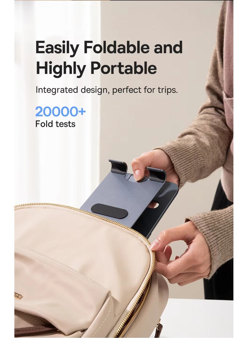 Baseus - iPad Stand 360° Rotatable Metal Phone and Tablet Stand Holder for Desk Adjustable Foldable Tablet Mount Compatible with All up to 13" Devices like iPad Pro 12.9"/iPad Air, iPhone 16 Pro Max, iPad Pro/Air/Mini, Galaxy Tab, Kindle, Surface Pro and Many More, Durable, Foldable, Adjustable Stand for Phones & Tablets Space Grey - Image 1