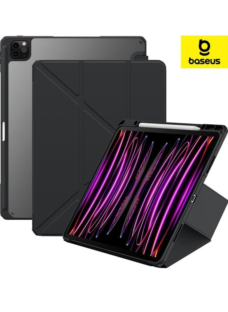 Baseus iPad 10 (2022) 10.9-inch Ultra Protective Case, Foldable Stand with Landscape & Portrait Modes, Lightweight & Anti-Slip PU Leather Cover, Built-in Pencil Holder, Auto Wake/Sleep Function, Multi-Angle Stand, Smart Cover with Apple Phone Charging Dock, Enhanced Durability & Functionality iPad 10 (2022) 10.9-inch, Case - Cluster Black - Image 1