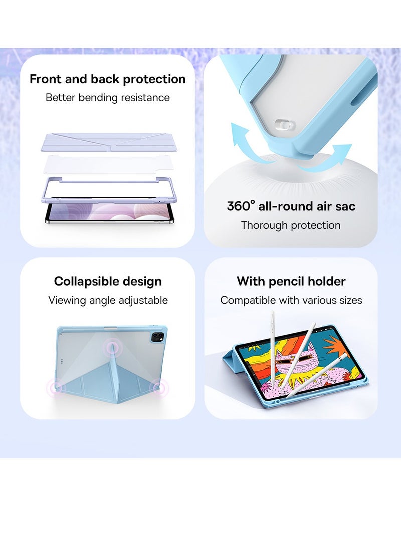 Baseus - iPad Pro 11-inch (2024) Ultra Protective Case, Foldable Stand with Landscape & Portrait Modes, Lightweight & Anti-Slip PU Leather Cover, Built-in Pencil Holder, Auto Wake/Sleep Function, Multi-Angle Stand, Smart Cover, Durable & Stylish Design for All-Around Protection- iPad Pro 11”（2024）Case - Pink - Image 1