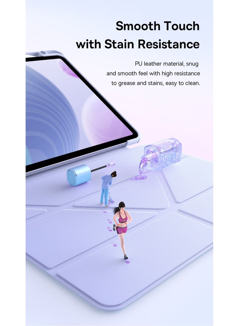 Baseus - iPad Pro 11-inch (2024) Ultra Protective Case, Foldable Stand with Landscape & Portrait Modes, Lightweight & Anti-Slip PU Leather Cover, Built-in Pencil Holder, Auto Wake/Sleep Function, Multi-Angle Stand, Smart Cover, Durable & Stylish Design for All-Around Protection- iPad Pro 11”（2024）Case - Pink - Image 1