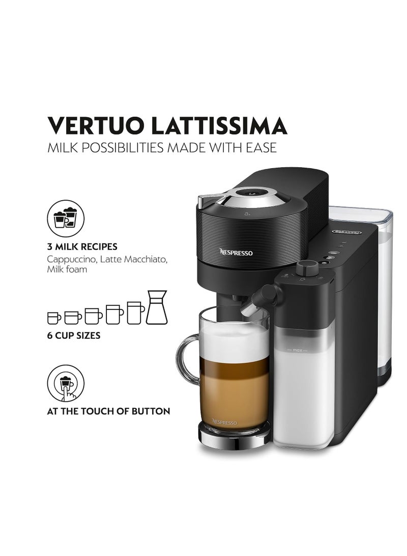نسبرسو De'Longhi Nespresso Vertuo Lattissima ENV300.B, Automatic Coffee Machine with Automatic Milk Frother, Single-Serve Capsule Coffee Machine, 5 Cup Sizes, 1500W, Matt Black & Glossy 1.6 L 1500 W ENV300.B Black  - Image 2