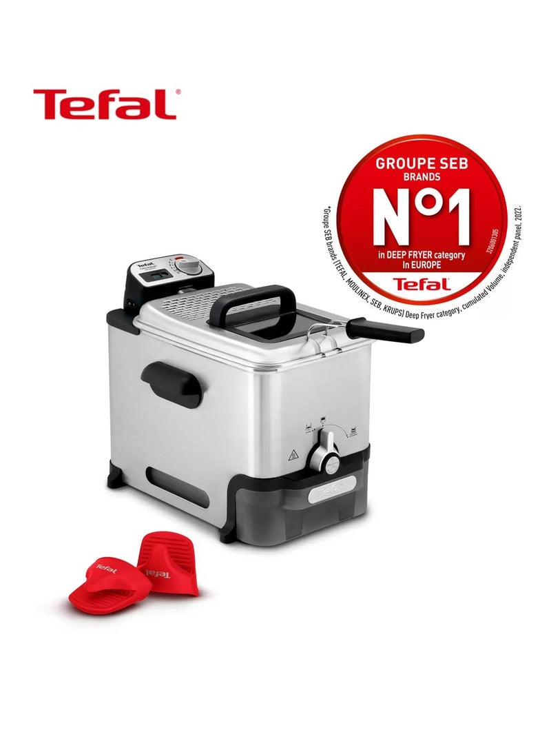 تيفال Oleoclean Pro Deep Fryer | Heatproof Mitts Included 3.5 L 2300 W FR8058G0 silver  - Image 2