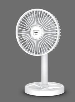 Impex Mini Fan 5 Inch Rechargeable with 3600mAh Battery, Strong Wind Force, Type C Charging Port, 3-Stage Speed Control, Rotary Design, Portable Cooling, 5V DC Input Breeze D5 White  - Image 1