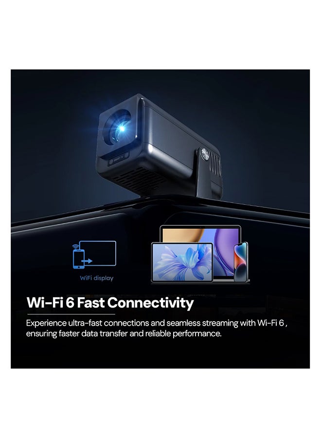 Wownect - Mini Smart Projector With Android 13.0, Native 1080P, 4K support, 2.4/5G WiFi, Bluetooth 5.0, Auto Focus And Keystone, Home Theater Video Projector WP100 Black - Image 1