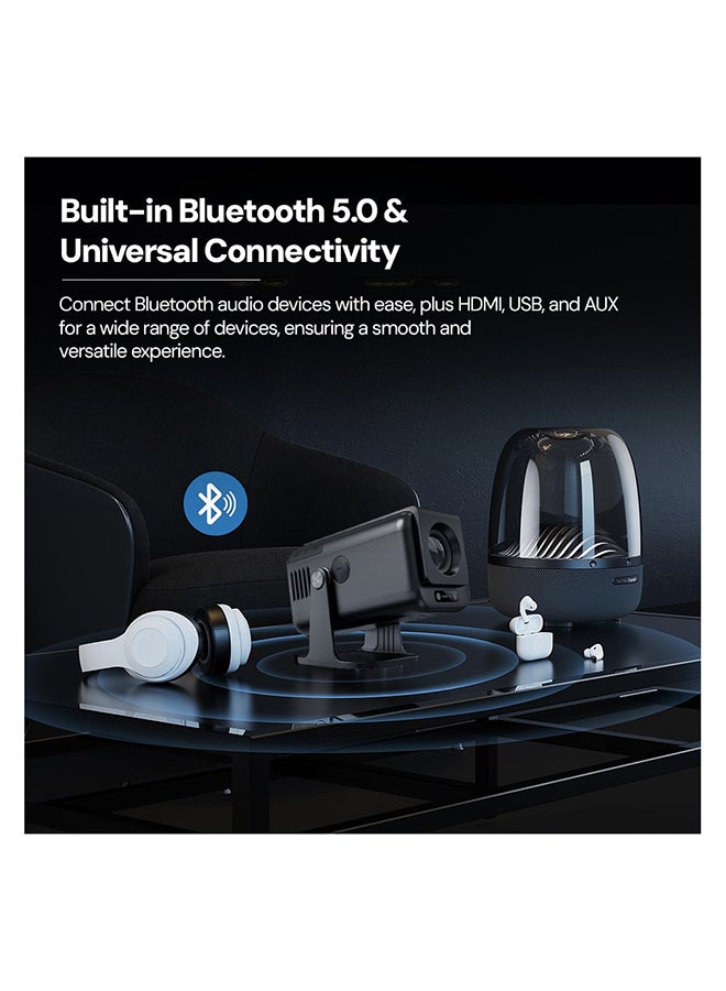 Wownect - Mini Smart Projector With Android 13.0, Native 1080P, 4K support, 2.4/5G WiFi, Bluetooth 5.0, Auto Focus And Keystone, Home Theater Video Projector WP100 Black - Image 1