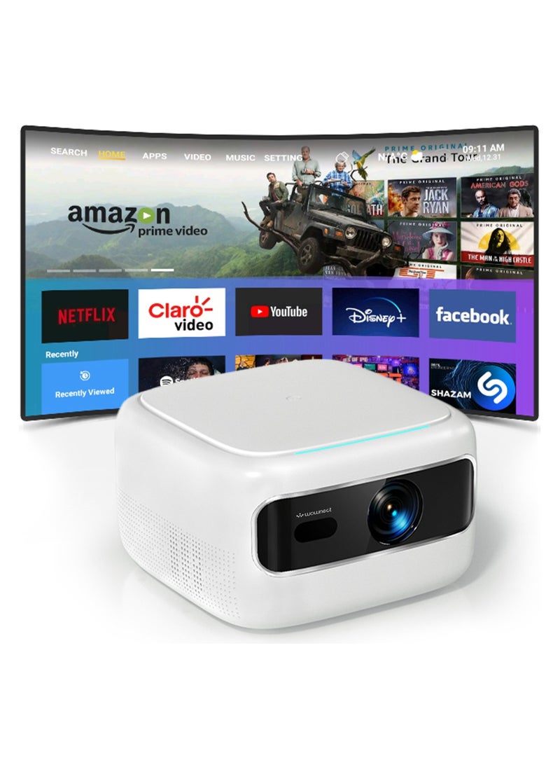 Wownect Mini Android Projector With 2.4/5G WiFi And Bluetooth 180 ANSI Lumens Screen Mirroring With Electric Focus Smart Home Video Projector WP102 White  - Image 1