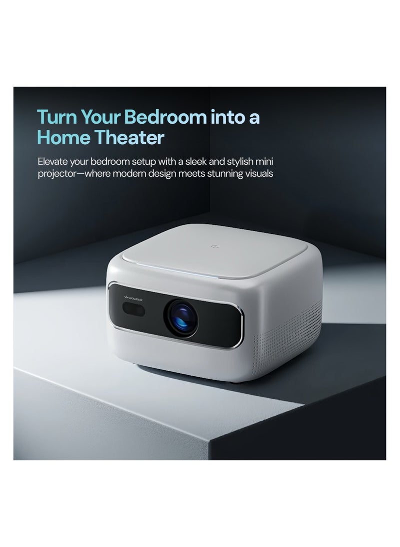 Wownect Mini Android Projector With 2.4/5G WiFi And Bluetooth 180 ANSI Lumens Screen Mirroring With Electric Focus Smart Home Video Projector WP102 White  - Image 2