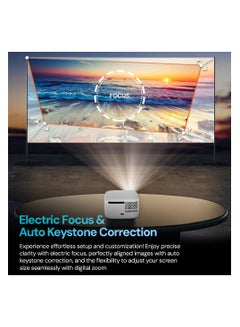 وونكت Mini Android Projector With 2.4/5G WiFi And Bluetooth 180 ANSI Lumens Screen Mirroring With Electric Focus Smart Home Video Projector WP102 White  - Image 3
