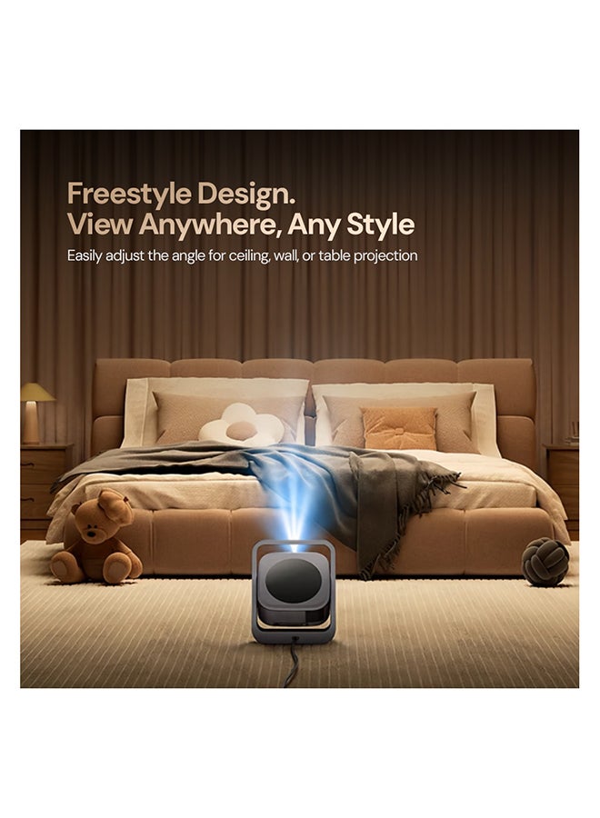 Wownect ORBIT 360 Mini Android Projector| 200" Screen, Latest Android 13.0, Electric Focus, 200 ANSI Lumens, 4K HDR Support, WiFi6 And Bluetooth, Built-in Apps, Home Theater, Outdoor Movie Projector WP101 Black - Image 3