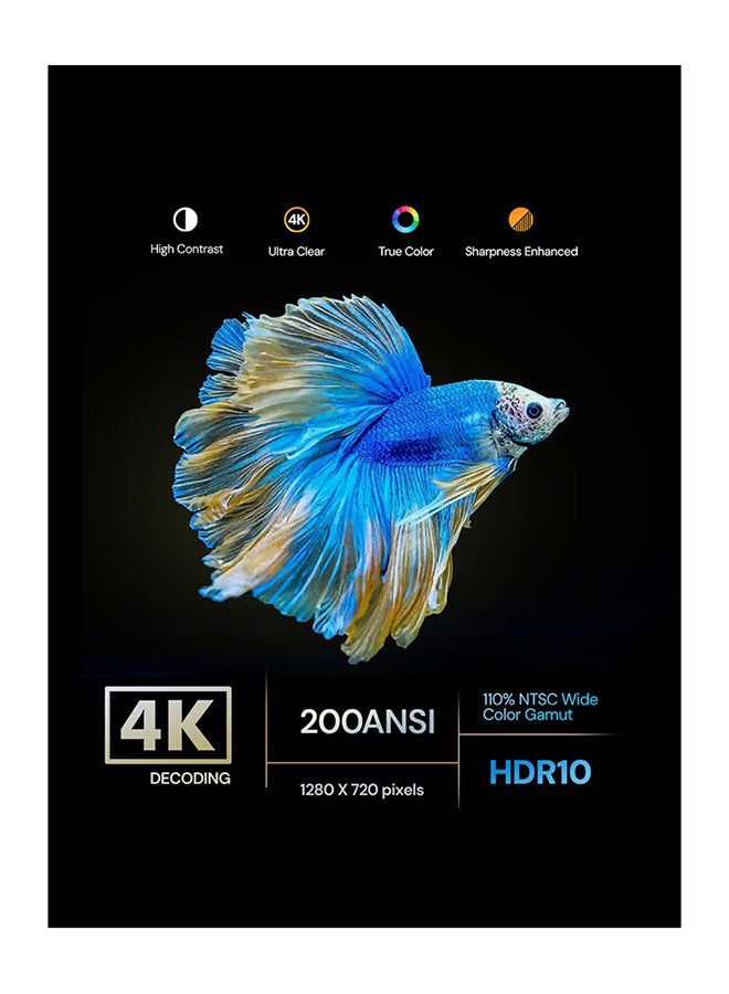 Wownect ORBIT 360 Mini Android Projector| 200" Screen, Latest Android 13.0, Electric Focus, 200 ANSI Lumens, 4K HDR Support, WiFi6 And Bluetooth, Built-in Apps, Home Theater, Outdoor Movie Projector WP101 Black - Image 2