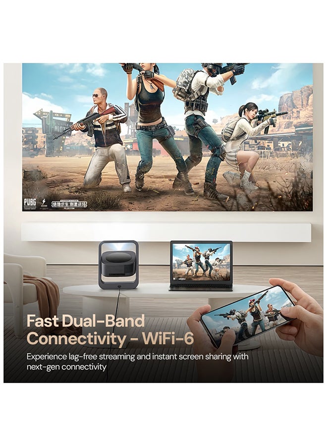 Wownect ORBIT 360 Mini Android Projector| 200" Screen, Latest Android 13.0, Electric Focus, 200 ANSI Lumens, 4K HDR Support, WiFi6 And Bluetooth, Built-in Apps, Home Theater, Outdoor Movie Projector WP101 Black - Image 4