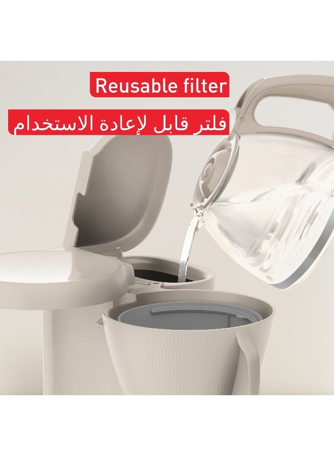 Tefal Morning Filter Coffee Maker with Permanent Filter | Swivel Filter | Holder with Ergonomic Handle| Large Water Tank | 1.25 L 1000 kW CM2M1B27 Grey - Image 5
