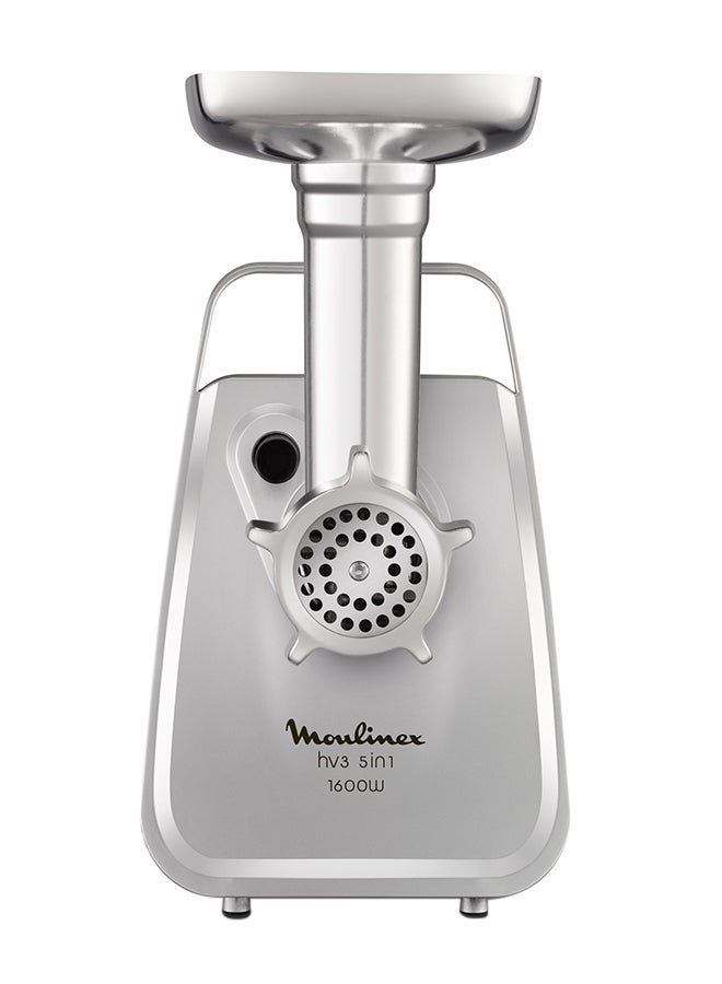 Moulinex - HV3 5IN1 MEAT MINCERS | Versatile | 3 grids | Metal tray | carrying handle | rubber feet | 1.9 kg 1600 kW ME308827 Silver - Image 1