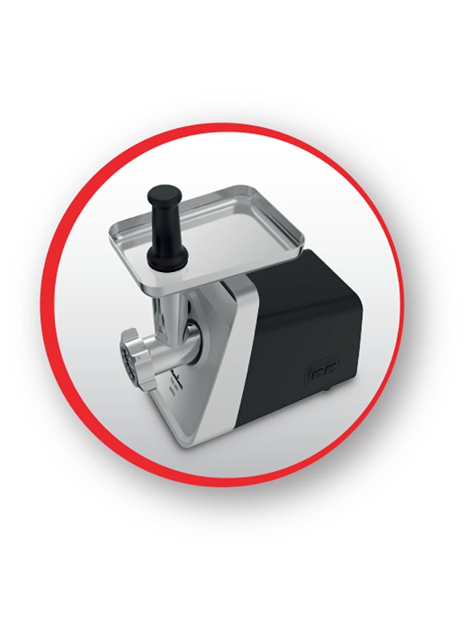 Moulinex - HV3 5IN1 MEAT MINCERS | Versatile | 3 grids | Metal tray | carrying handle | rubber feet | 1.9 kg 1600 kW ME308827 Silver - Image 1
