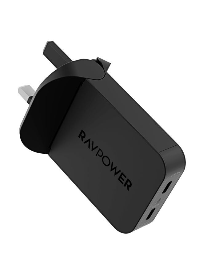 راف باور شاحن حائط PD Pioneer بقوة 65 واط و2 منفذ، تقنية GaN 5.0، تصميم قابل للطي ومضغوط، تقنية iSmart، حماية متعددة، نحيف جداً، متوافق مع iPad وiPhone وMacBook وPC1079 - Image 1