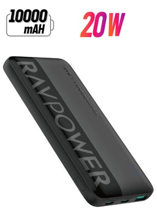 10000 mAh PD 20W 3-Port Power Bank, Fast Charging PD/QC, Charge 3 Devices Simultaneously, Universal Compatibility for iPhone 15/16 & More, Dual USB-C + USB-A, iSmart Technology Black - pnsku/N70147275V/45/_/1740034191/445d4417-1a9a-4fab-8f44-214c70cb174f
