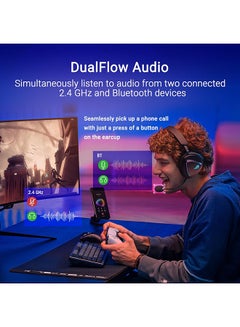 أسوس ROG Delta II Wireless Gaming Headset (BT, ROG SpeedNova 2.4GHz, 3.5mm, 50mm Titanium-Plated Drivers, 10mm Super-Wideband Mic, 110HR Battery, DualFlow Audio, for PC, Switch, PS5, Xbox)- Black  - Image 5
