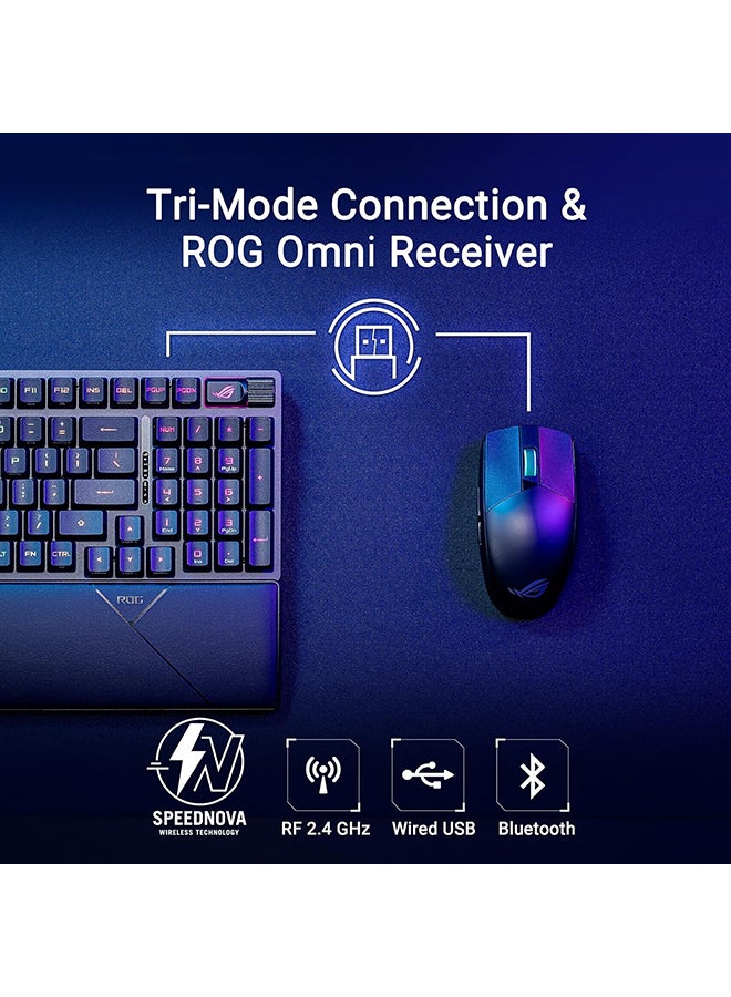 أسوس - ROG Strix Scope II 96 RX Wireless Gaming Keyboard, Tri-Mode connection, Pre-lubed ROG RX Blue Optical Switches, dampening foam, additional ROG-themed ABS keycaps, AR layout - Image 1