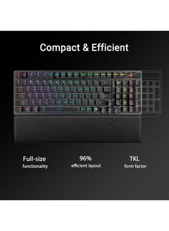 أسوس ROG Strix Scope II 96 RX Wireless Gaming Keyboard, Tri-Mode connection, Pre-lubed ROG RX Blue Optical Switches, dampening foam, additional ROG-themed ABS keycaps, AR layout  - Image 2