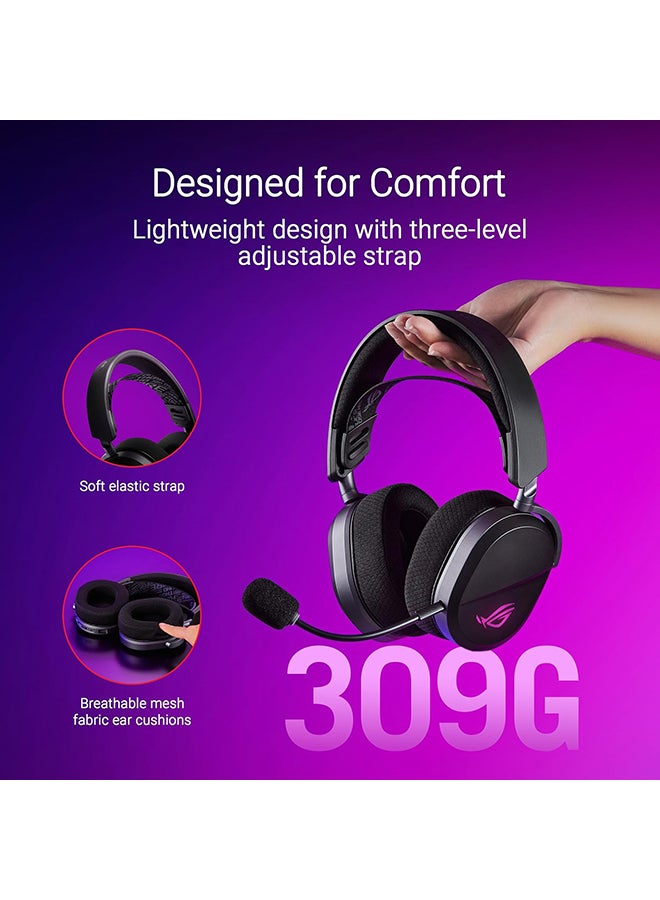 أسوس ROG Pelta Wireless RGB Gaming Headset ROG SpeedNova, Bluetooth, 2.4GHz, USB-C, 50mm ROG Titanium Membrane Drivers, 10mm Super Broadband Boom Microphone, 309g Lightweight, Aura Sync RGB  - Image 3