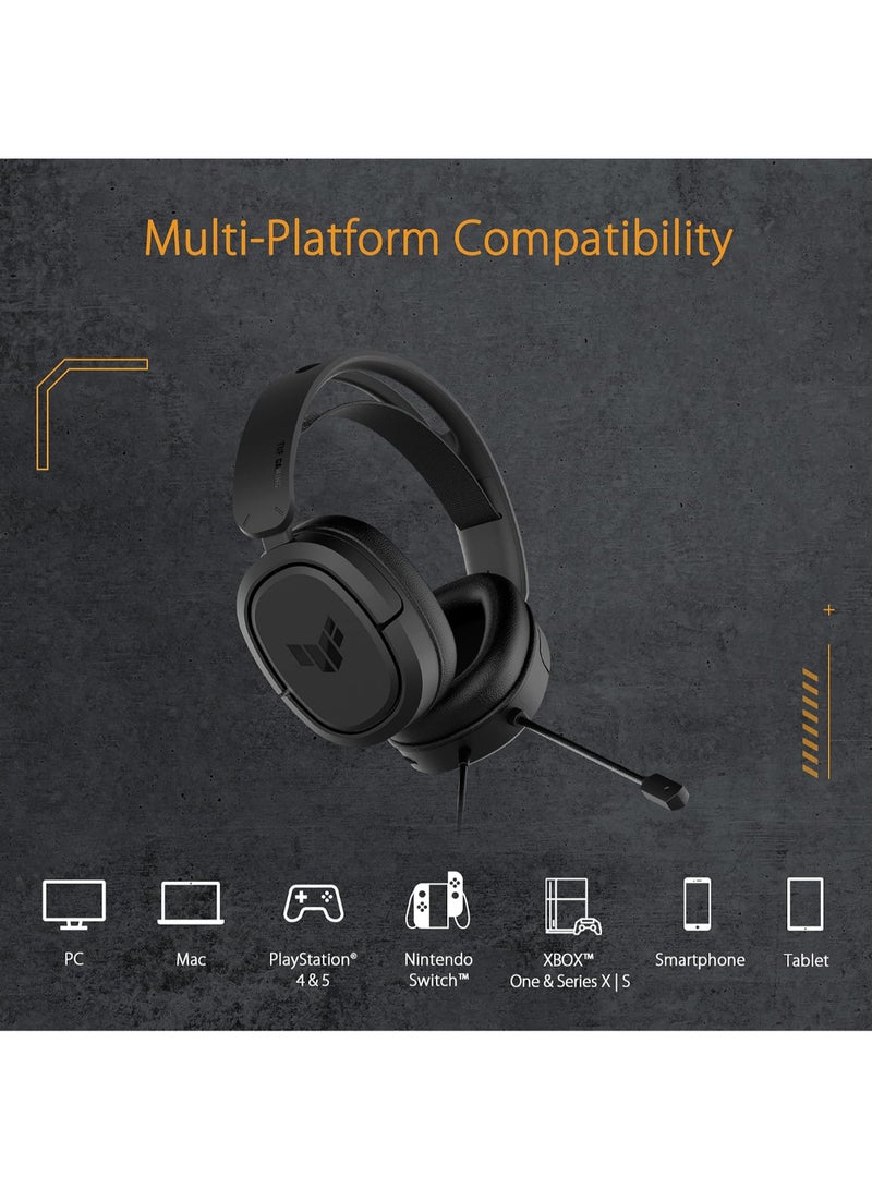 ASUS - A302 TUF Gaming H1 Wired Headset | Discord Certified Mic, 7.1 Surround Sound, 40Mm Drivers, 3.5Mm, Lightweight, For Pc, Switch, Ps4, Ps5, Xbox One, Xbox Series X | S, And Mobile Devices - Image 1