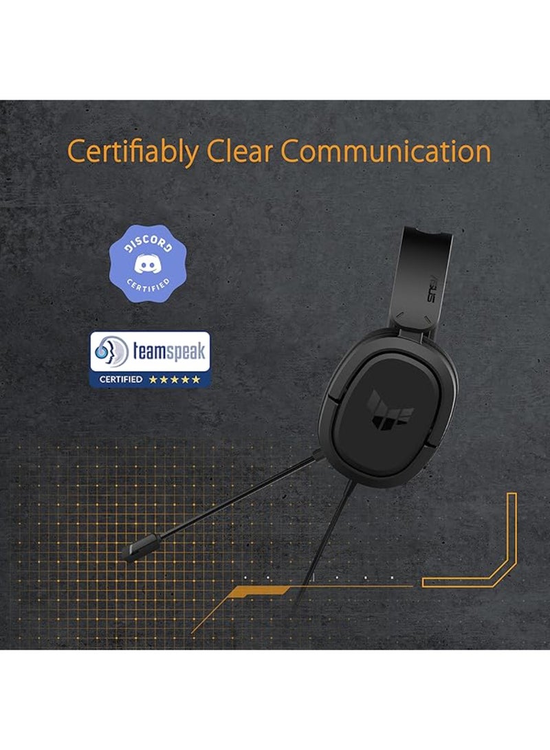 ASUS - A302 TUF Gaming H1 Wired Headset | Discord Certified Mic, 7.1 Surround Sound, 40Mm Drivers, 3.5Mm, Lightweight, For Pc, Switch, Ps4, Ps5, Xbox One, Xbox Series X | S, And Mobile Devices - Image 1