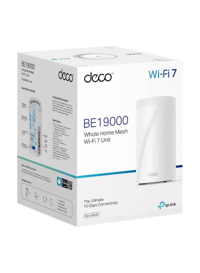 TP-LINK Tri-Band WiFi 7 BE19000 Whole Home Mesh System, 12-Stream 22 Gbps, 10G + 2.5G Ports Wired Backhaul, 8 High-Gain Antennas | VPN, AI-Roaming, 44 MU-MIMO (1-Pack x 4) Deco BE85 White - Image 4