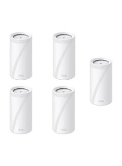 TP-LINK Tri-Band WiFi 7 BE19000 Whole Home Mesh System, 12-Stream 22 Gbps, 2 10G + 2x2.5G Ports Wired Backhaul, 8 High-Gain Antennas | VPN, AI-Roaming, 44 MU-MIMO (1-Pack x 5) Deco BE85 White  - Image 1