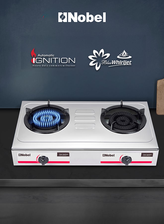 نوبل Nobel Heavy Duty Commercial 2-Burner Gas Stove NGT2020HD NGT2020HD silver  - Image 1