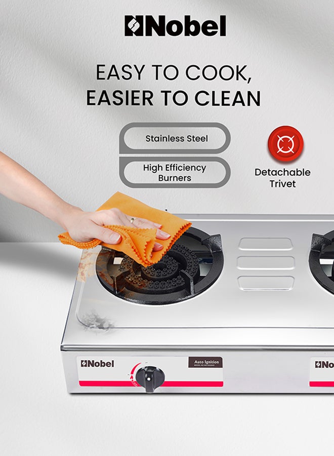 نوبل Nobel Heavy Duty Commercial 2-Burner Gas Stove NGT2020HD NGT2020HD silver  - Image 5