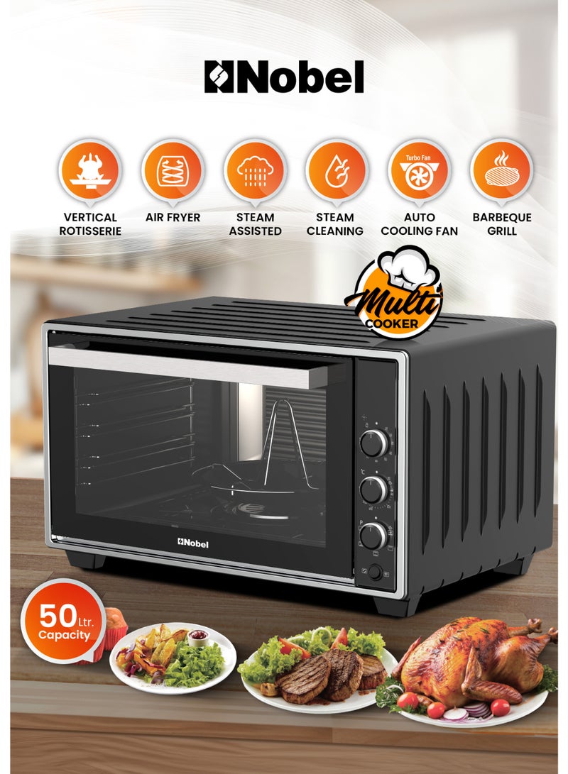 نوبل Nobel 50L Multi-Cooker Oven with Adjustable Temperature Control, Turbo Fan, Barbeque Grill, and Steam Support NMC5500- Made In Turkey 50 L 1400 W NMC5500 black  - Image 1