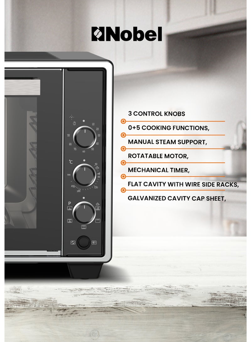 نوبل Nobel 50L Multi-Cooker Oven with Adjustable Temperature Control, Turbo Fan, Barbeque Grill, and Steam Support NMC5500- Made In Turkey 50 L 1400 W NMC5500 black  - Image 5