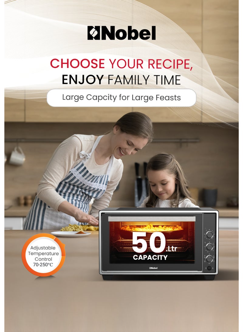 نوبل Nobel 50L Multi-Cooker Oven with Adjustable Temperature Control, Turbo Fan, Barbeque Grill, and Steam Support NMC5500- Made In Turkey 50 L 1400 W NMC5500 black  - Image 3