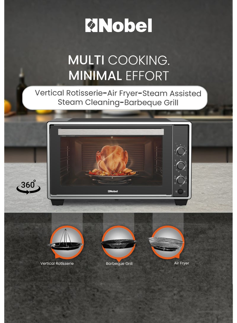 نوبل Nobel 50L Multi-Cooker Oven with Adjustable Temperature Control, Turbo Fan, Barbeque Grill, and Steam Support NMC5500- Made In Turkey 50 L 1400 W NMC5500 black  - Image 2
