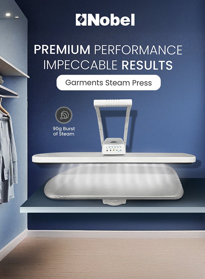 نوبل Nobel 32-Inch Steam Press with 1.0L Removable Water Tank, Digital Temperature Control, 90g Burst of Steam, Auto Safety Shut-Off, and LED Display for Precise and Efficient Ironing NSP32M 32 L 1600 W NSP32M white  - Image 3